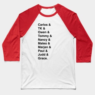 9-1-1: Lone Star Character Names (in black) Baseball T-Shirt